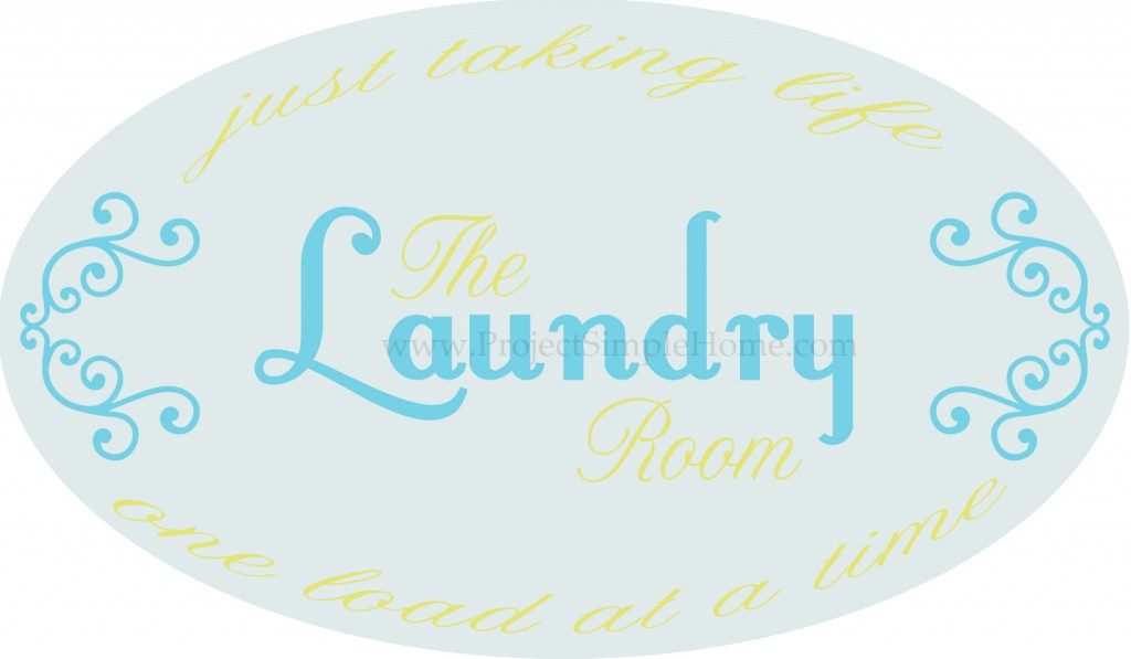 A handmade laundry room sign in aqua, yellow and grey